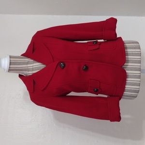 Talbots Red 3/4 Sleeve 100% Wool Short Jacket Size 4p